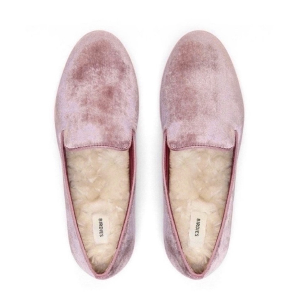 Birdies The Starling Antique Rose Fur-lined Velvet Loafer - size 6.5